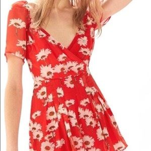 Urban Outfitters Red Floral Romper